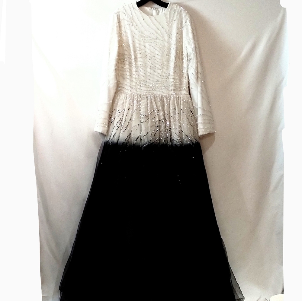 Wedding Gown MOB or SOB Custom Made Size M Beaded Ball Gown Modest Style Long